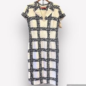 🐠🦋NWT David Rodriguez white/navy dress embroidered size 4